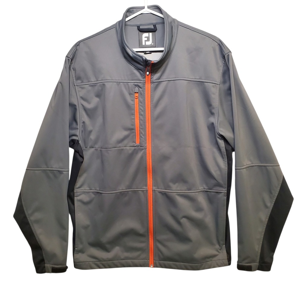Footjoy Jacket Mens Size Large Gray Softshell Golf Full Zip Wind Breaker